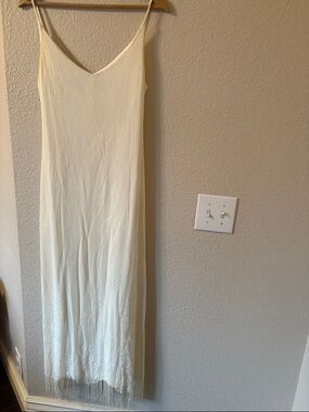 Vintage Harlow Lined Slip Dress with Fringe Hem